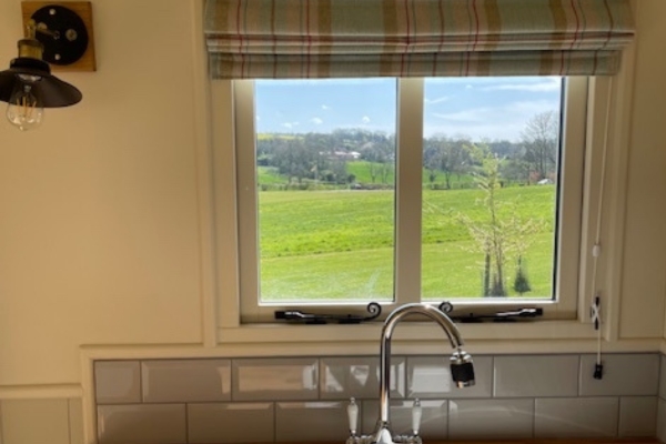 View from the sink window in the shepherd's hut